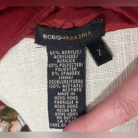 BCBGMaxazaria Red Scoop Neck Pleated Dress - Size 2 - Picture 4 of 4